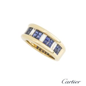 Cartier 18k Yellow Gold Sapphire & Diamond Dress Ring