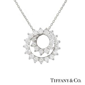 Tiffany & Co. Platinum Brilliant Cut Diamond Swirl Pendant