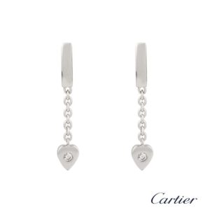 Cartier 18k White Gold Diamond Set Drop Earrings