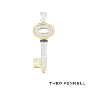 Theo Fennell 18k Yellow & White Gold Diamond and Sapphire Key Pendant