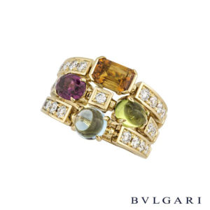Bvlgari 18k Yellow Gold Multi Gem Allegra Ring AN852171