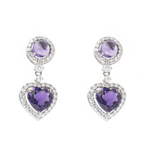 18k White Gold Amethyst and Diamond Drop Earrings 8.67ct