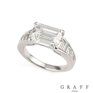 Graff Platinum Emerald Cut Diamond Ring 3.11ct F/IF