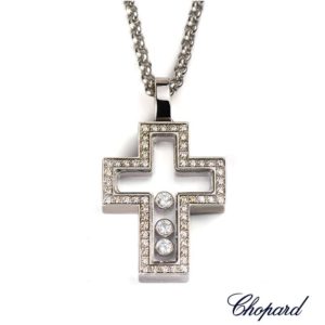 Chopard 18ct White Gold Happy Diamonds Cross 79/4055-1001