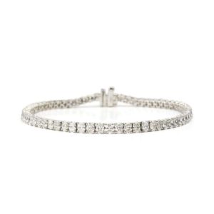 18k White gold Oval Cut Diamond Line Bracelet 6.14ct