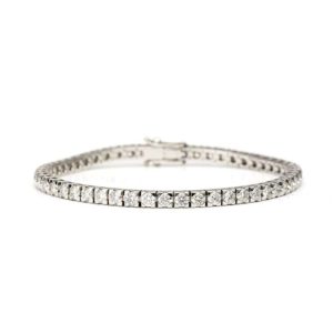 18WG 6.79TDW Round Diamond Line Bracelet