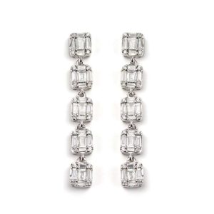 18WG 1.39TDW Diamond Drop Earrings