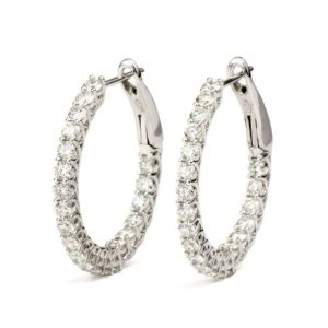 18WG 2.76TDW Round Diamond Hoop Earrings