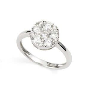 18WG 1.05TDW Round Cluster Ring