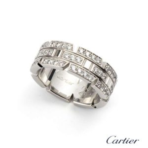 Cartier 18k White Gold Tank Francaise Wedding Band B4059745. B&P