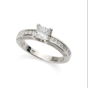 Platinum Princess Cut Diamond Ring 0.67ct E/VS1