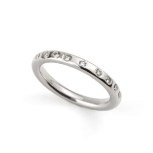 Platinum Diamond Set Wedding Band 0.10ct Total