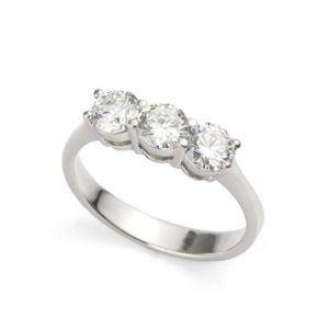 18k White Gold Diamond Trilogy Ring 0.96ct Total F/G SI2