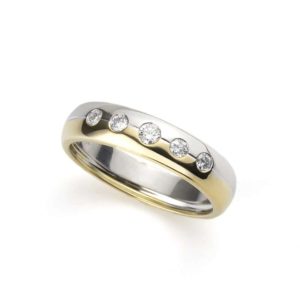 18k Yellow and White Gold Gents Diamond Wedding Band