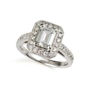 18k White Gold Emerald Cut Diamond Ring 1.14ct F/VS2