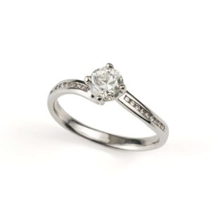 18k White Gold Round Diamond Ring 0.87ct H/SI1