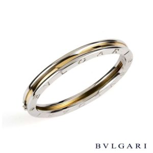Bvlgari 18ct Yellow Gold & Steel B.ZERO1 Bangle Bracelet BR851334
