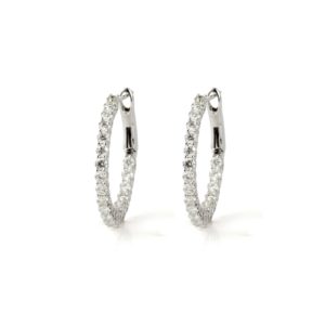 18k White Gold Hoop Earrings 2.74ct Total