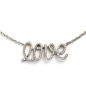 18ct White Gold Diamond Love Necklace
