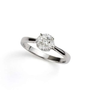 18k White Gold Diamond Cluster Ring 0.34ct Total