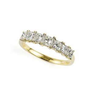 18k Yellow Gold 7 Princess Cut Diamond Ring 1.31ct Total