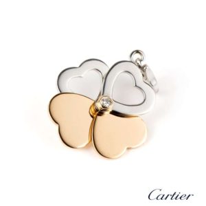 Cartier 18k Rose/White Gold Diamond Four Leaf Clover Charm