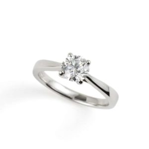 18k White Gold Round Diamond Ring 0.90ct D/SI2