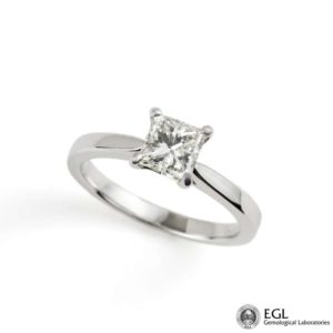 18k White Gold Princess Diamond Ring 1.01ct G/SI1