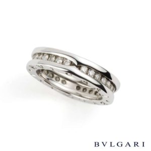 Bvlgari 18k White Gold Diamond B.ZERO1 Ring Size 50 AN850656