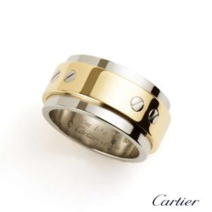 Cartier 18k Yellow Gold and Steel Santos Ring Size 60 B4055900