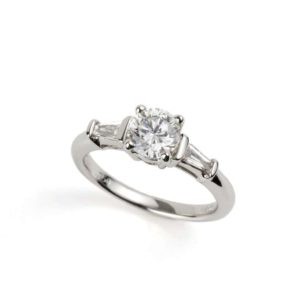 18k White Gold Round Diamond Ring 0.90ct F/SI1