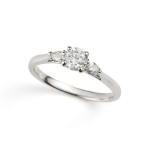 18k White Gold Round Diamond Ring  0.50ct F/VS2