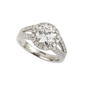 Platinum Round Brilliant Cut Diamond Ring 1.56ct F/SI2