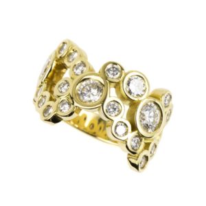 18k Yellow Gold Bubble Design Diamond Dress Ring 2.98ct Total