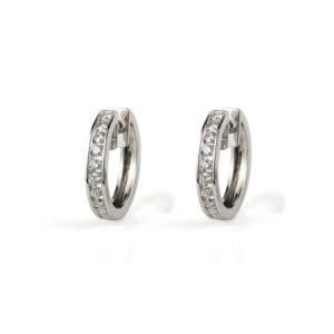 18k White Gold Diamond Channel Set Hoop Earrings 1.20ct Total