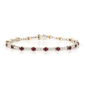 18k White Gold Diamond and Ruby Line Bracelet 2.16ct Total Dia