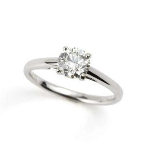 18k White Gold Round Diamond Ring 0.90ct H/SI1