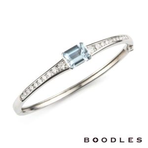 Boodles Aquamarine and Diamond Bangle in Platinum