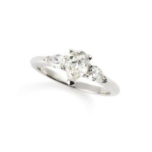 18k White Gold Diamond Ring Pear Shape 0.74ct, F/VVS1