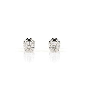 18k White Gold Marquise/Princess Diamond Cluster Stud Earrings 0.50ct
