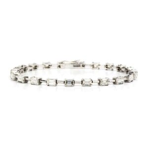 18k White Gold Baguette Cut Diamond Line Bracelet 4.71ct Total