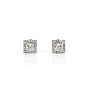 18k White Gold Princess Cut Diamond Earrings 0.59ct E VS1