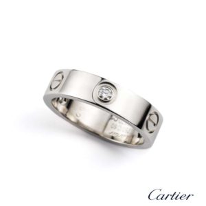 Cartier 18k White Gold Half Diamond Love Ring Size 60 B4032500