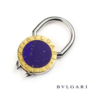 Bvlgari Steel and Gold Lapis Lazuli Keyring