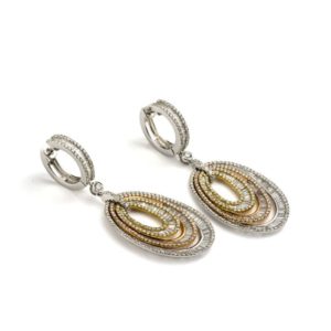 18k Three Colour Gold Diamond Drop Earrings 4.98ct