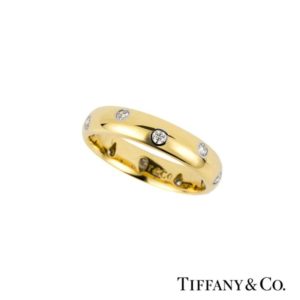 Tiffany & Co. 18k Yellow Gold Etoile Diamond Set Ring Size M