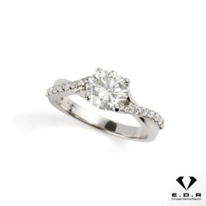 18k White Gold Round Brilliant Cut Diamond 1.28ct J/SI2