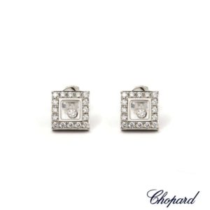 18k White Gold Chopard Happy Diamonds Earrings 832896-1001