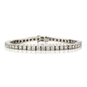 18k White Gold Round Brilliant Diamond Line Bracelet 5.10ct