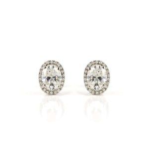 18k White Gold Oval Cut Diamond Earrings 2.12ct D VVS1